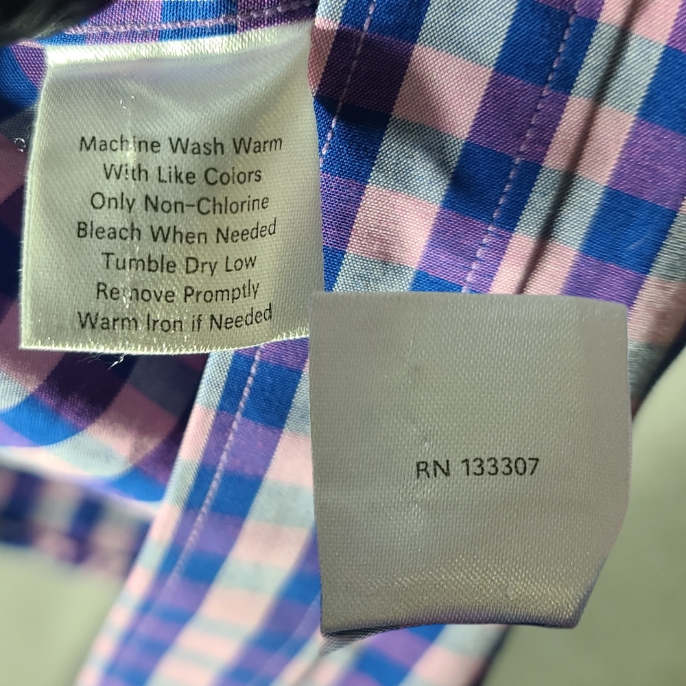 Mens Wear house - Esquire Blue & Purple Gingham Check Slim Fit Dress Shirt - Picture 4 of 4